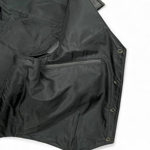 FMC Black Leather Snap Button Biker Motorcycle Vest Men's Large 46 - Picture 11 of 13